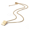 Stainless Steel Initial Letter Rectangle Pendant Necklace for Men Women NJEW-E090-01G-03-2