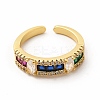 Cubic Zirconia Rectangle Open Cuff Ring KK-A180-29G-1