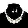Alloy & Crystal Rhinestone & Plastic Pearl Round Beaded Necklace & Dangle Earring FS-WG9A175-01-1