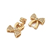 Brass Micro Pave Clear Cubic Zirconia Fold Over Clasps KK-C075-04G-2