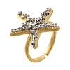 Brass Micro Pave Clear Cubic Zirconia Cuff Rings RJEW-U035-07GP-4