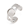 Hollow Heart 304 Stainless Steel Cuff Ring Components SA-CBA82C8-02A-P-1