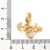 Brass Clear Cubic Zirconia Cross & Anchor & Heart European Dangle Charms KK-U048-08G-3