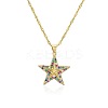 Ocean Brass Micro Pave Cubic Zirconia Starfish Pendant Stainless Steel Chain Necklaces FS-WG0F0EE-02-2