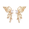 Brass Pave Clear Cubic Zirconia Butterfly Stud Earring Findings KK-N232-450G-1