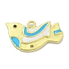 Real 18K Gold Plated Brass Enamel Robin Bird Pendants KK-L224-060G-2
