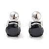 Square 316 Surgical Stainless Steel Pave Cubic Zirconia Cartilage Earrings for Women Men EJEW-Z050-33B-01P-1