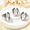 Natural Quartz Crystal Wings Adjustable Rings RJEW-K241-04AS-07-1