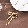 304 Stainless Steel Bowknot Pendant Double Layer Necklaces for Women NJEW-Z108-01G-3