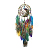 Peacock Acrylic & Woven Net/Web with Feather Hanging Ornaments HJEW-A013-01-1