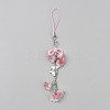 Lily of the Valley Handmade Lampwork & Alloy Butterfly Pendant Decorations HJEW-WH20021-06C-1