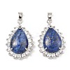 Dyed Natural Lapis Lazuli & Rhinestone Pendants G-K338-31P-08-1
