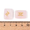 25Pcs Rectangle Natural Rose Quartz Rune Stones with Elder Futhark Alphabet Engraved G-T142-37-4