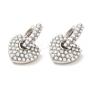 Rack Plating Brass Heart Dangle Hoop Earrings with ABS Imitation Pearl Beaded EJEW-R152-06P-1