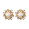 Flower Glass Seed Beaded with Natural Mashan Jade Stud Earrings for Women EJEW-MZ00208-02-3