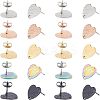 30Pcs 5 Colors Heart Shape with Textured PVD Vacuum Plating 304 Stainless Steel Stud Earring Findings EJEW-UN0001-62-1
