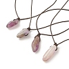 Natural Amethyst Nugget Pendant Necklace with Cowhide Leather Cord NJEW-JN03882-01-1