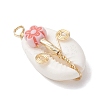 Natural Cowrie Shell Copper Wire Wrapped Pendants PALLOY-JF03834-4