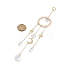 Natural Rose Quartz Woven Net/Web with Feather Window Hanging Suncatchers HJEW-JM00852-01-4
