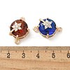 Brass Pave Faceted Glass Flat Round Connector Charms KK-G517-09G-3