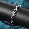 304 Stainless Steel Dapped Chain Bracelets for Women BJEW-F488-61P-3
