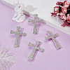4Pcs Cross Rhinestone Lapel Pins JEWB-HY0001-50S-4