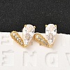 Brass Micro Pave Clear Cubic Zirconia Heart Stud Earrings EJEW-C158-04G-1