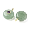 Natural Green Aventurine Flat Round Pendants G-H318-01G-08-2
