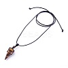 Natural Tiger Eye Pendants Necklaces NJEW-E140-A08-1