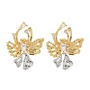 Butterfly Cubic Zirconia Stud Earrings EJEW-A113-01G-1