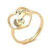 Ion Plating(IP) 304 Stainless Steel Heart with Horse Adjustable Ring for Women RJEW-M149-20G-3