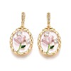 Spray Painted Brass Pave Clear Cubic Zirconia Pendants KK-T072-28A-G-1