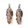 Natural Tiger Eye Pointed Pendants G-C051-01J-2
