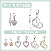 12Pcs 6 Styles Heart Brass & Alloy Rhinestone Pendant Decoration HJEW-DR00171-2