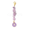 5Pcs Alloy Enamel Flat Round with Cross Pendant Decorations HJEW-JM04089-4
