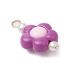 Two Tone Opaque Acrylic Beads with 304 Stainless Steel Flat Head Pins Pendants PALLOY-JF03483-01-4