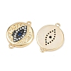Brass Pave Clear and Blue Cubic Zirconia Connector Charms KK-L251-14G-2