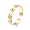 304 Stainless Steel Twist Wrap Open Cuff Ring for Women RJEW-T023-07G-3