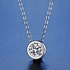 Anti-Tarnish Rhodium Plated 925 Sterling Silver Pave Crystal Moissanite Rhinestone Flat Round Multi-Strand Links STER-U003-05P-2