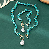 Alloy & Synthetic Turquoise Chips Beaded Necklaces & Beaded Bracelets Sets FS-WG6FE76-01-1