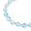 4Pcs 4 Colors Synthetic Frosted Moonstone Round Beaded Stretch Bracelets BJEW-JB11878-5