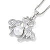 Rack Plating Brass Clear Cubic Zirconia Bee Pendant Box Chain Necklaces NJEW-P317-05P-1