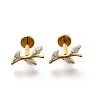 F136 Titanium Micro Pave Clear Cubic Zirconia Leaf Labrets AJEW-D302-02G-1