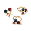 Natural Amethyst/Dyed Jade/Sodalite/Korean Jade/Rose Quartz/Agate Germ Cuff Rings RJEW-M076-05G-3