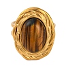 Oval Natural Tiger Eye Finger Rings RJEW-Q822-06G-2