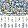 96Pcs 2 Colors Glass Pearl Round Connector Charms PALLOY-FS00063-1