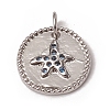 Brass Micro Pave Cornflower Blue Cubic Zirconia Charms KK-I668-27-2