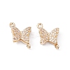 Brass Micro Pave Clear Cubic Zirconia Connector Charms ZIRC-P100-06G-2