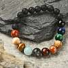 Natural Shell & Mixed Gemstone Round Beaded Stretch Bracelet BJEW-JB09359-2