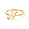 Adjustable 201 Stainless Steel Letter Open Cuff Rings for Women FS-WG61269-14-1